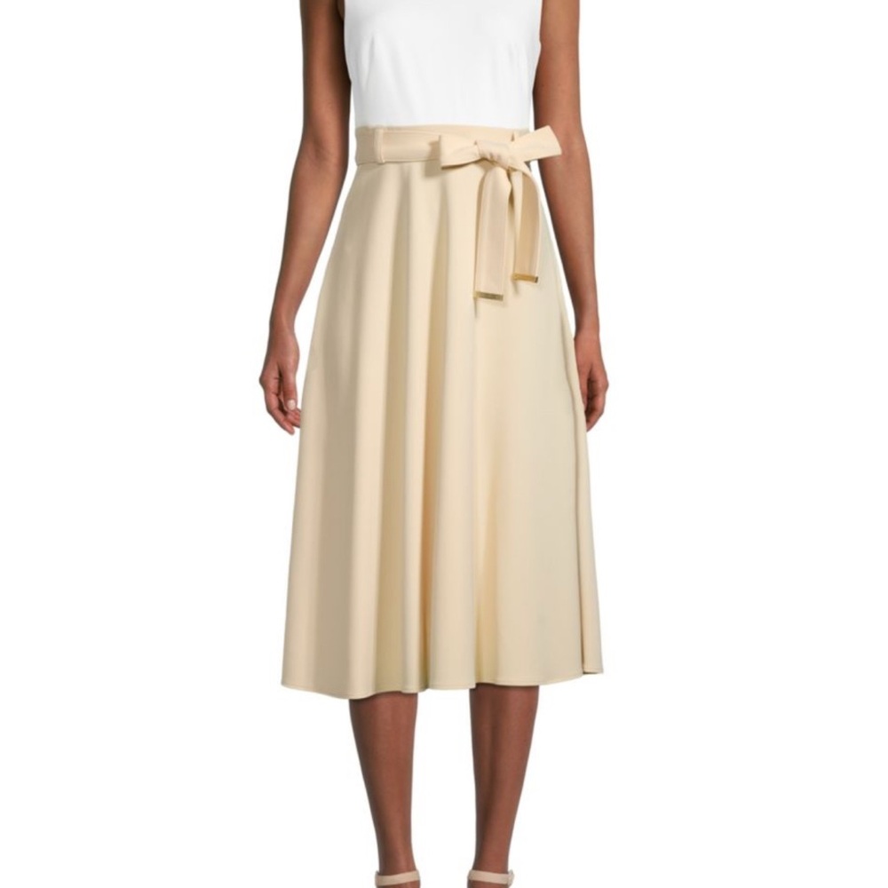 Calvin Klein Cream Tiered Midi Sundress